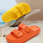 Comemore Thick Platform Sandals Beach Shoes Bathroom Slipper Soft Men Flat Slides Women Slippers Adjustable Buckle Oversized 47 - QueensalesOF