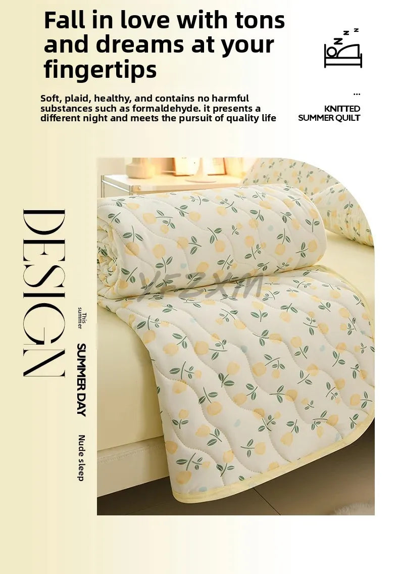 New Florals Spring Summer Blanket for Single Double Soft Skin-friendly Quilt Breathable Comfortable Air Conditioning Comforter - QueensalesOF