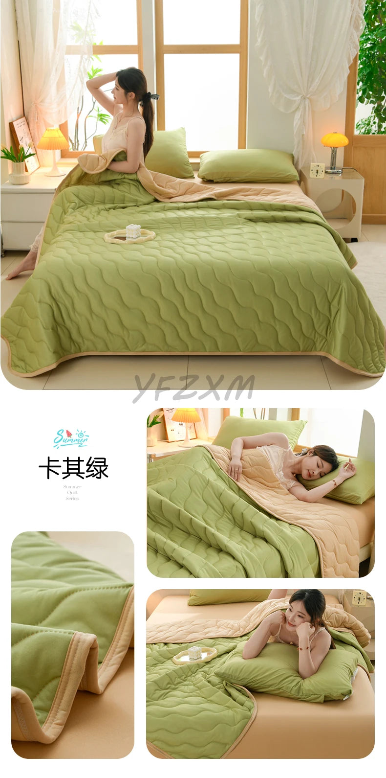 New Florals Spring Summer Blanket for Single Double Soft Skin-friendly Quilt Breathable Comfortable Air Conditioning Comforter - QueensalesOF