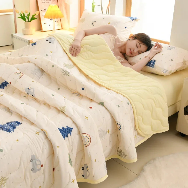 New Florals Spring Summer Blanket for Single Double Soft Skin-friendly Quilt Breathable Comfortable Air Conditioning Comforter - QueensalesOF
