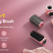 5 in 1 High-Speed Hot Air Styler Frizz-Free Fast Drying No Heat Damage Hair Dryer Curl Volumize Straighten with Travel Bag - QueensalesOF