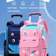 Children Trolley backpack wheels Student High capacity School bags Rolling Backpack kids Trolley bag school backpack wheeled bag - QueensalesOF