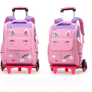 Children Trolley backpack wheels Student High capacity School bags Rolling Backpack kids Trolley bag school backpack wheeled bag - QueensalesOF