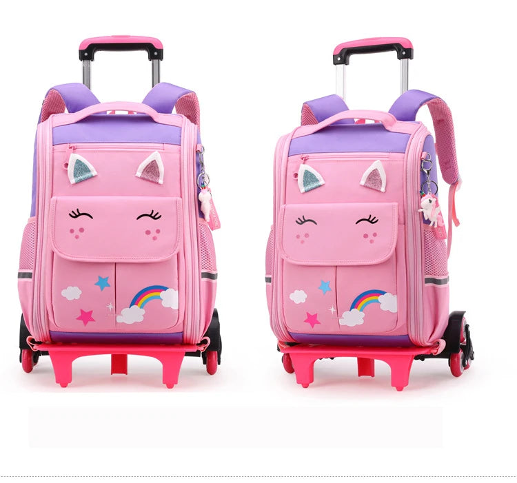 Children Trolley backpack wheels Student High capacity School bags Rolling Backpack kids Trolley bag school backpack wheeled bag