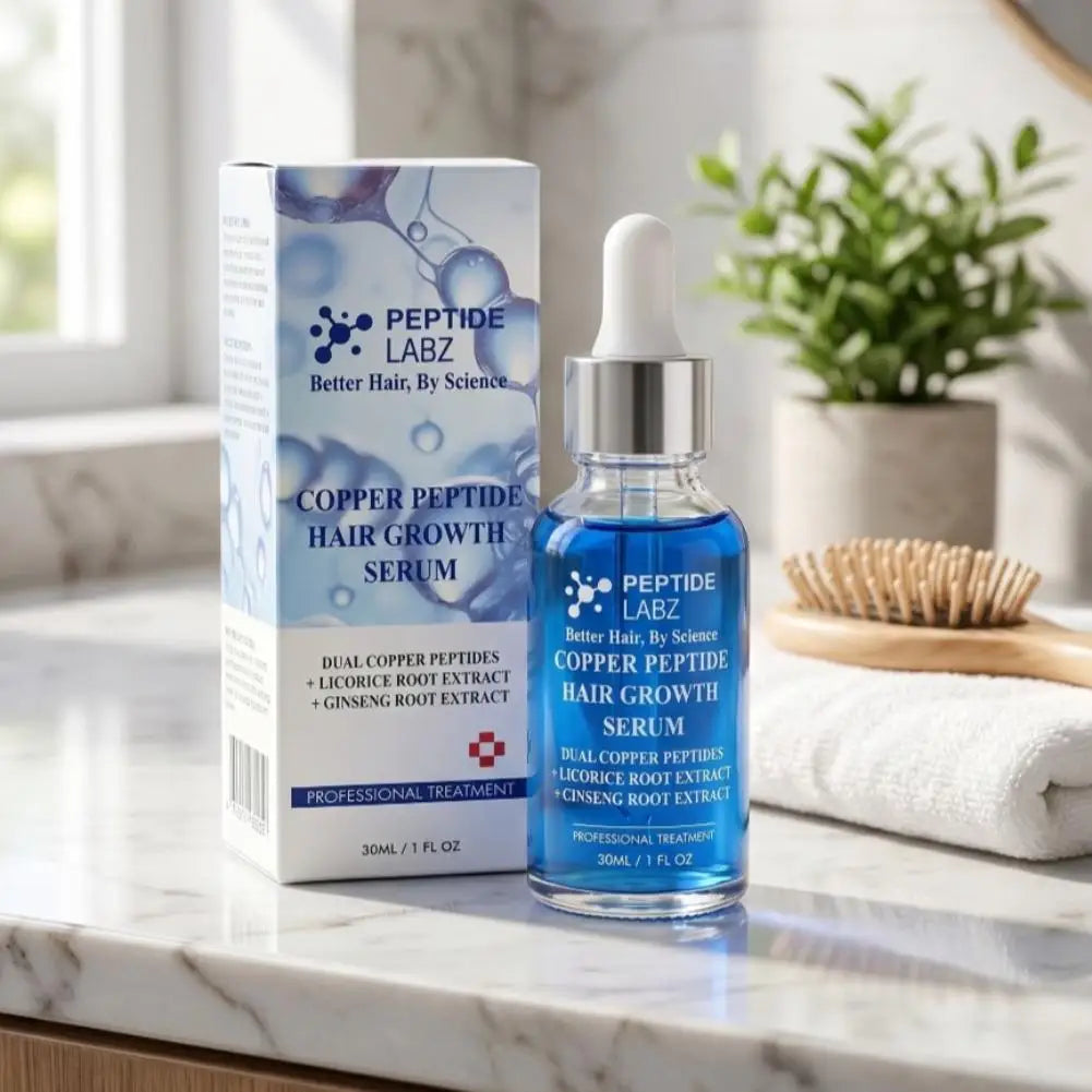 Copper Peptide GHK-cu Hair Growth Serum - Natural Gentle Formula Strengthens Hair Follicles For All Hair Types