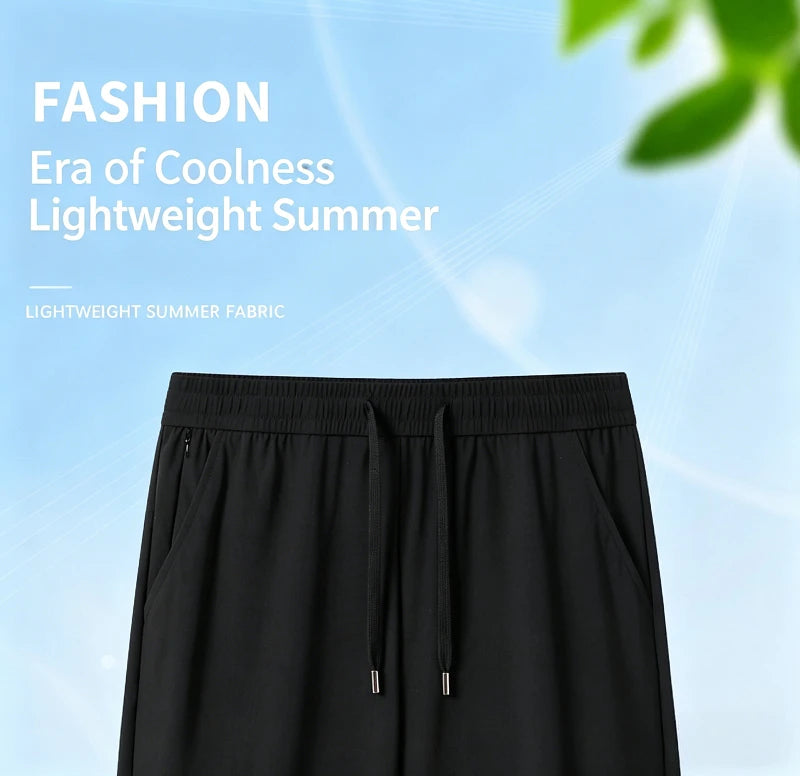 Big Size 9XL Men's Ice Silk Shorts Knee Length Bermuda Male Plus Large Quick Dry Sport Cool Elastic Summer Light Golf Sweatshort