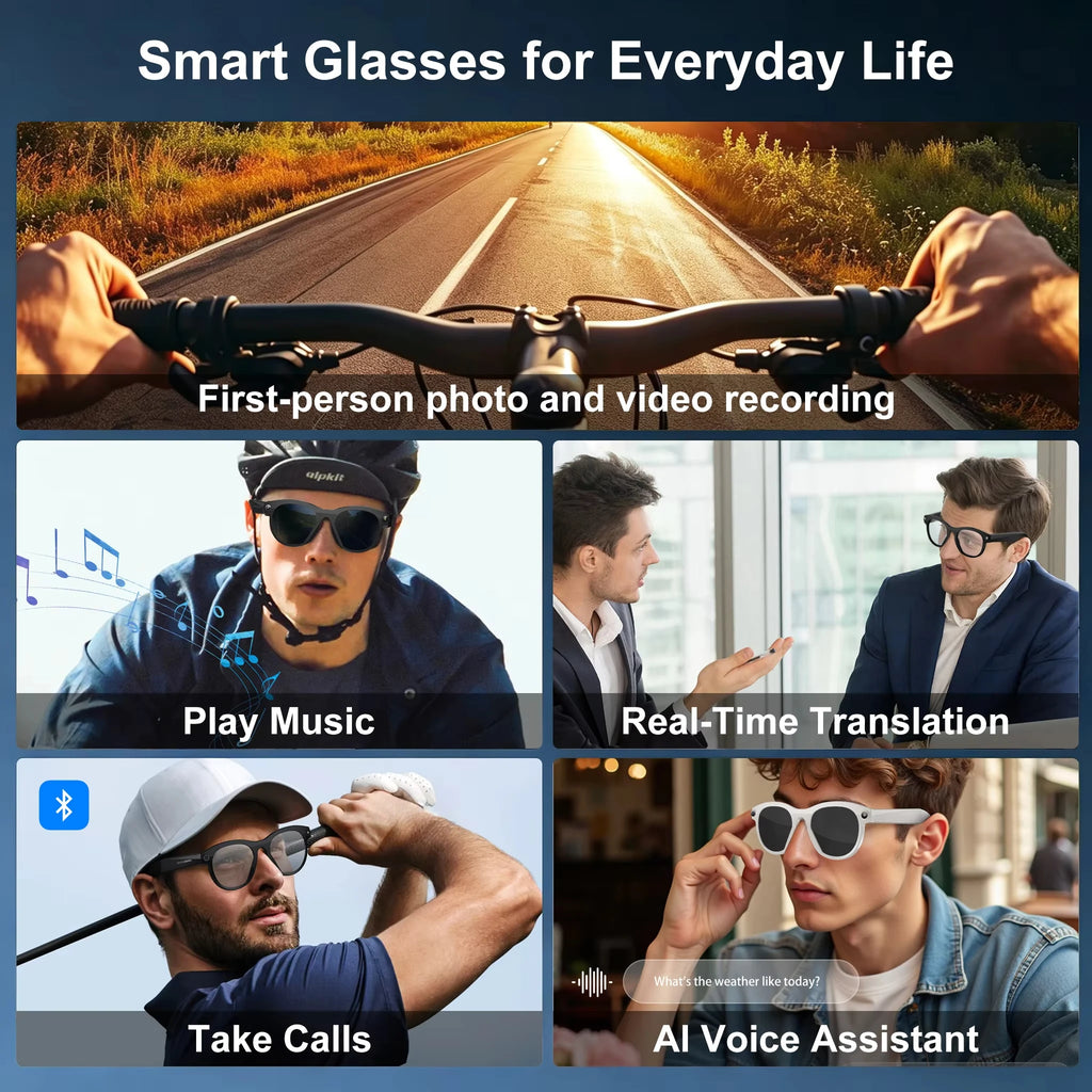 Lenovo HOT1600W Camera AI Smart Glasses HD Video Recording Real-time Translation AI Recognition Wifi Transmission Music Control