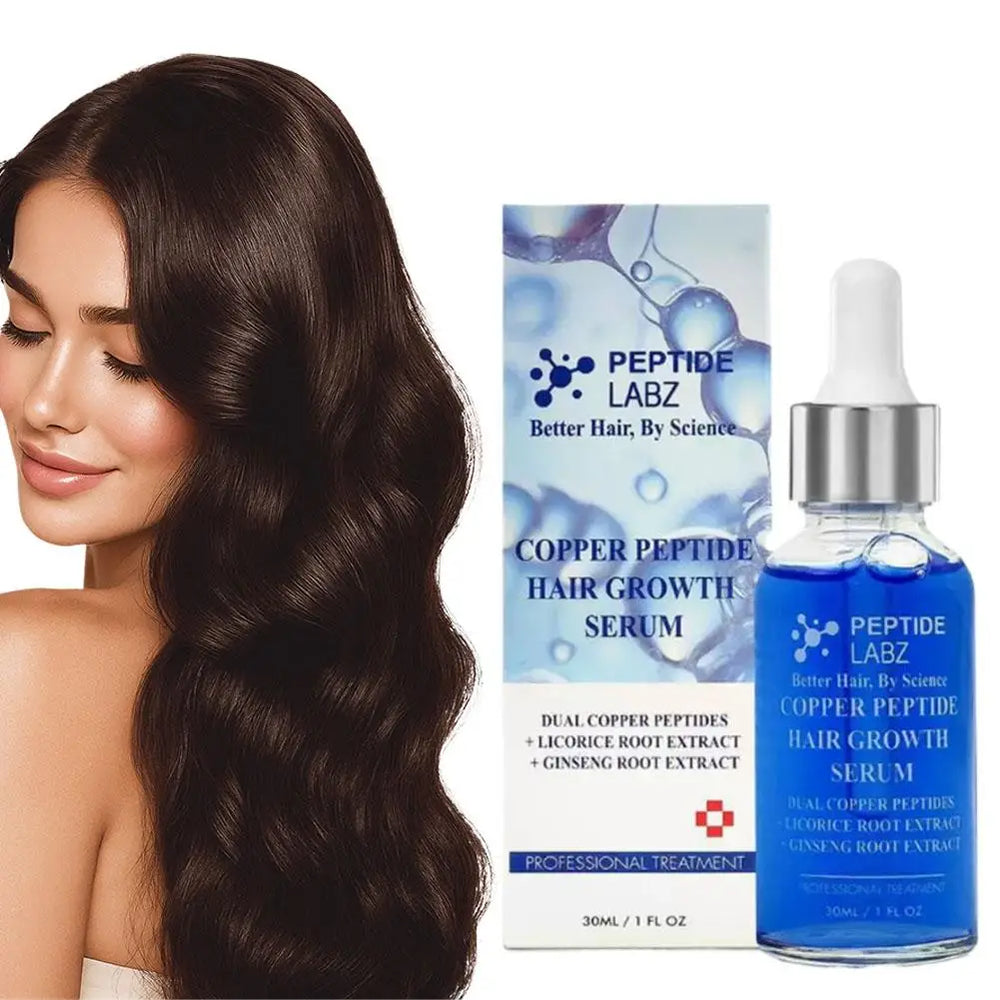 Copper Peptide GHK-cu Hair Growth Serum - Natural Gentle Formula Strengthens Hair Follicles For All Hair Types - QueensalesOF