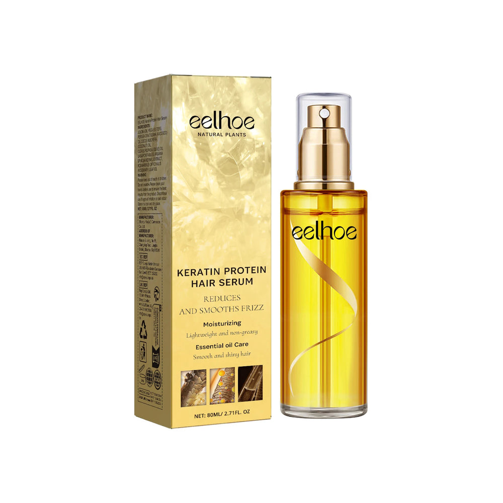 EELHOE Keratin Hair Growth Serum Natural Repair Essence Spray for Dry Curly Hair Hydrate Smooth Frizz Control Growing Hair Care - QueensalesOF
