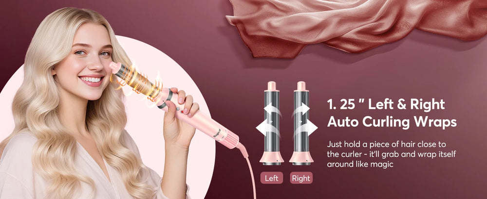 5 in 1 High-Speed Hot Air Styler Frizz-Free Fast Drying No Heat Damage Hair Dryer Curl Volumize Straighten with Travel Bag - QueensalesOF