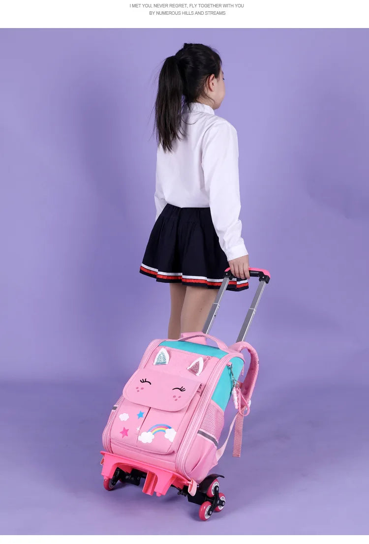 Children Trolley backpack wheels Student High capacity School bags Rolling Backpack kids Trolley bag school backpack wheeled bag