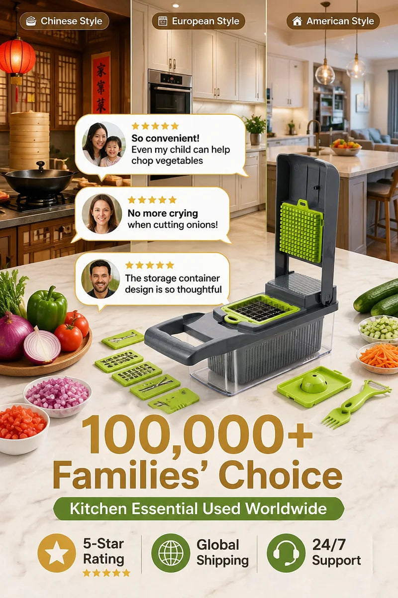 16-in-1 Vegetable Chopper PE+ABS Multi-Blade Kitchen Gadget for Home Cooking & Meal Prep - QueensalesOF