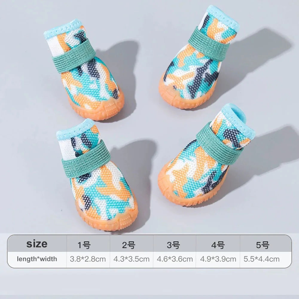 Breathable Mesh Puppy Shoes for Small Dogs Doggy Booties Summer Non-Slip Pet Boots with Adjustable Strap for Chihuahua Yorkshire - QueensalesOF