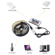 1m USB LED Strip Lights 60LEDs/m RGB Tape SMD 2835 With Remote Control Flexible Tape Diode Ribbon TV Backlight Room Decor - QueensalesOF