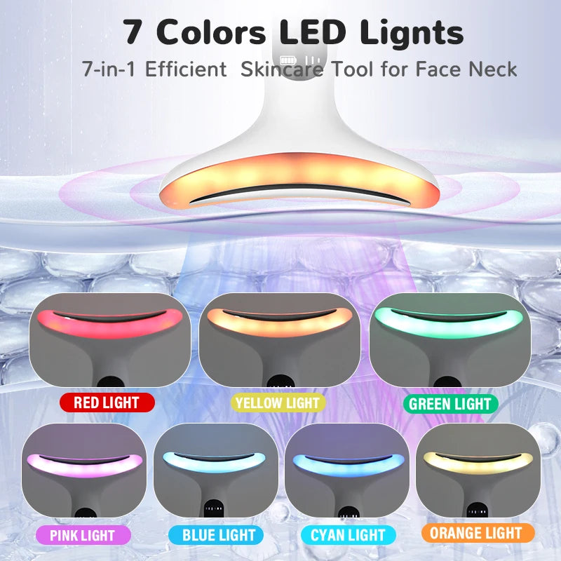 7Color Neck Face Massager Facial Massager Tool for Skin Care at HomeVibrating Face Massager with ThermalsGalvanic Machines Black - QueensalesOF