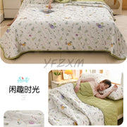 New Florals Spring Summer Blanket for Single Double Soft Skin-friendly Quilt Breathable Comfortable Air Conditioning Comforter - QueensalesOF