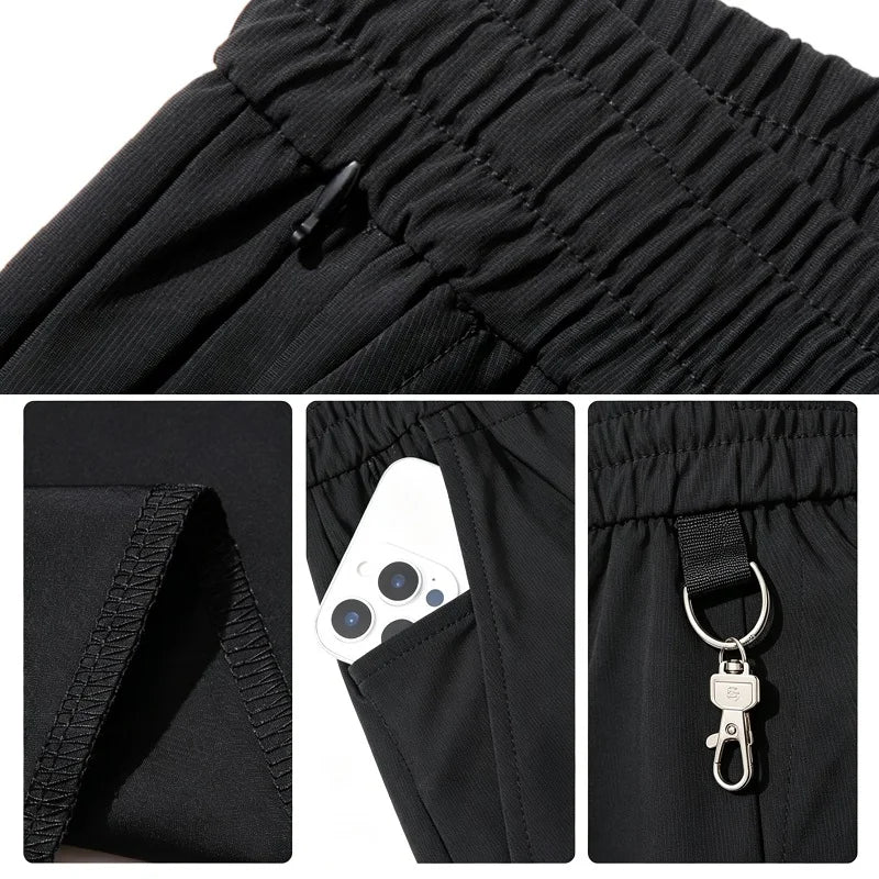 Big Size 9XL Men's Ice Silk Shorts Knee Length Bermuda Male Plus Large Quick Dry Sport Cool Elastic Summer Light Golf Sweatshort
