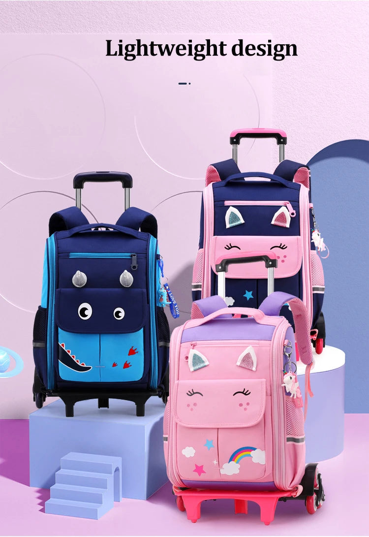 Children Trolley backpack wheels Student High capacity School bags Rolling Backpack kids Trolley bag school backpack wheeled bag