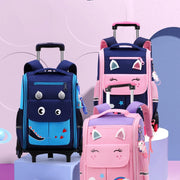Children Trolley backpack wheels Student High capacity School bags Rolling Backpack kids Trolley bag school backpack wheeled bag - QueensalesOF