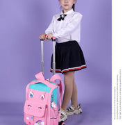 Children Trolley backpack wheels Student High capacity School bags Rolling Backpack kids Trolley bag school backpack wheeled bag - QueensalesOF