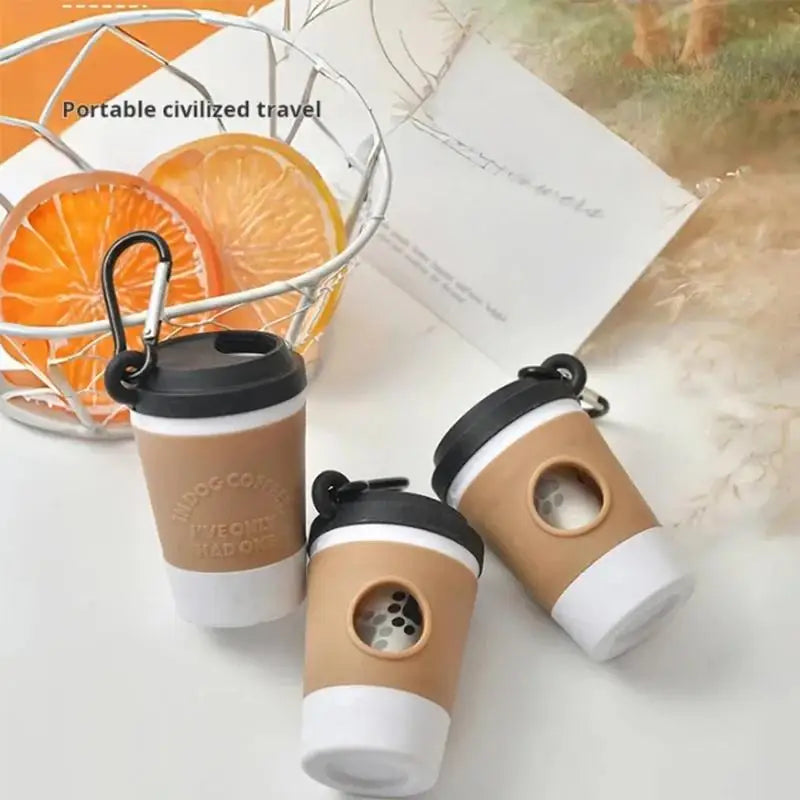 Portable Pet Poop Trash Can Dispenser Creative Coffee Cup Dog Garbage Storage Design Outdoor Dog Walking Garbage Bag Storage Box - QueensalesOF