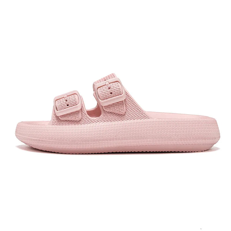 Comemore Thick Platform Sandals Beach Shoes Bathroom Slipper Soft Men Flat Slides Women Slippers Adjustable Buckle Oversized 47 - QueensalesOF