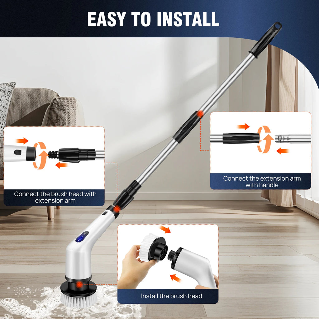 BRIEFNESS Cordless Electric Cleaning Brush 10-in-1 Multifunctional Spin Scrubber Kitchen Bathroom Cleaning Brush Rotary Cleaners