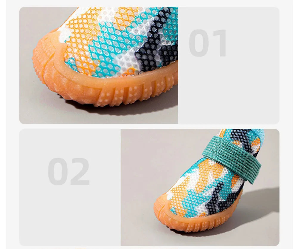 Breathable Mesh Puppy Shoes for Small Dogs Doggy Booties Summer Non-Slip Pet Boots with Adjustable Strap for Chihuahua Yorkshire