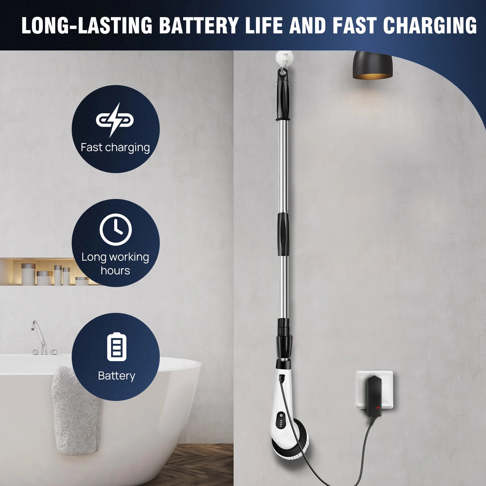 BRIEFNESS Cordless Electric Cleaning Brush 10-in-1 Multifunctional Spin Scrubber Kitchen Bathroom Cleaning Brush Rotary Cleaners