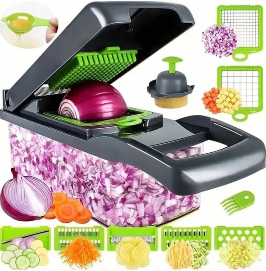 Multifunctional Vegetable Chopper 14/16 in 1 Food Slicer Dicer Grater with Handle, Kitchen Vegetable Cutter Tools Set - QueensalesOF