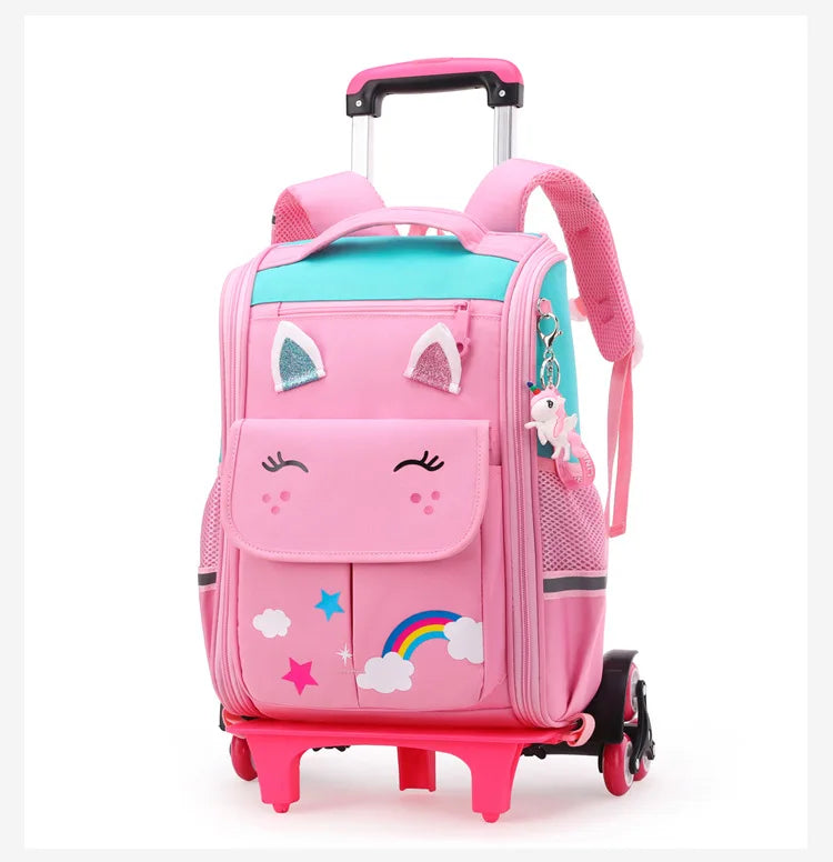 Children Trolley backpack wheels Student High capacity School bags Rolling Backpack kids Trolley bag school backpack wheeled bag