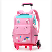 Children Trolley backpack wheels Student High capacity School bags Rolling Backpack kids Trolley bag school backpack wheeled bag - QueensalesOF