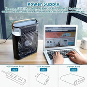 New 3 In 1 Fan AIr Conditioner Household Mini Air Cooler LED Night Light Portable Humidifier Air Adjustment Fan Office Home Fan - QueensalesOF