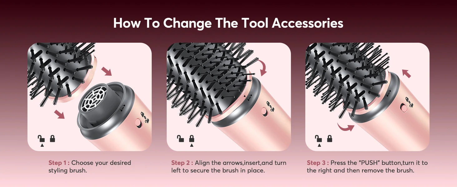 5 in 1 High-Speed Hot Air Styler Frizz-Free Fast Drying No Heat Damage Hair Dryer Curl Volumize Straighten with Travel Bag