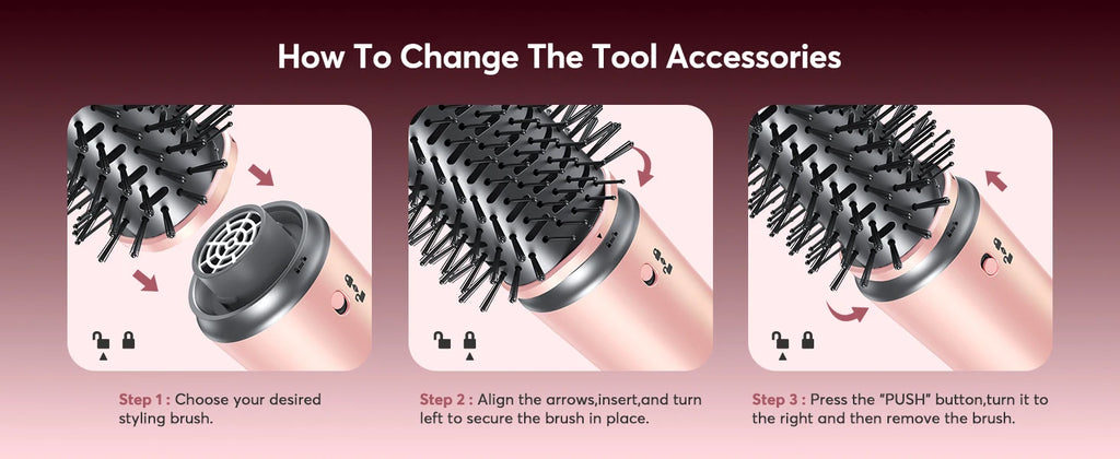 5 in 1 High-Speed Hot Air Styler Frizz-Free Fast Drying No Heat Damage Hair Dryer Curl Volumize Straighten with Travel Bag