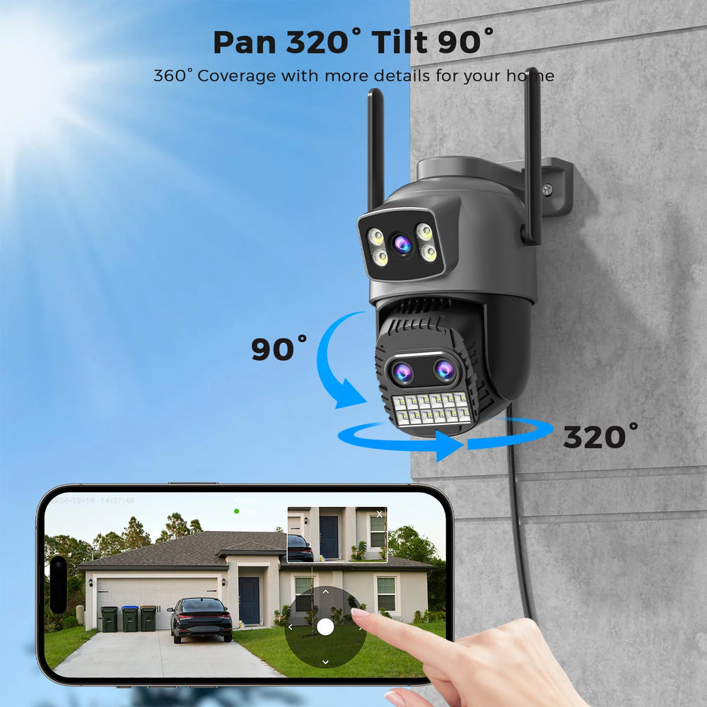 BESDER 15MP Wifi Camera PTZ Outdoor Dual Screen 10X Digital Zoom Human Detection 10MP Security IP Camera Surveillance O-Kam Pro - QueensalesOF