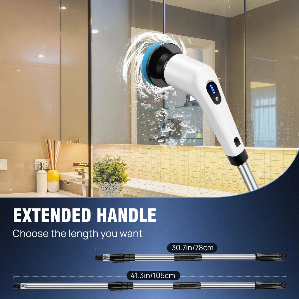 BRIEFNESS Cordless Electric Cleaning Brush 10-in-1 Multifunctional Spin Scrubber Kitchen Bathroom Cleaning Brush Rotary Cleaners