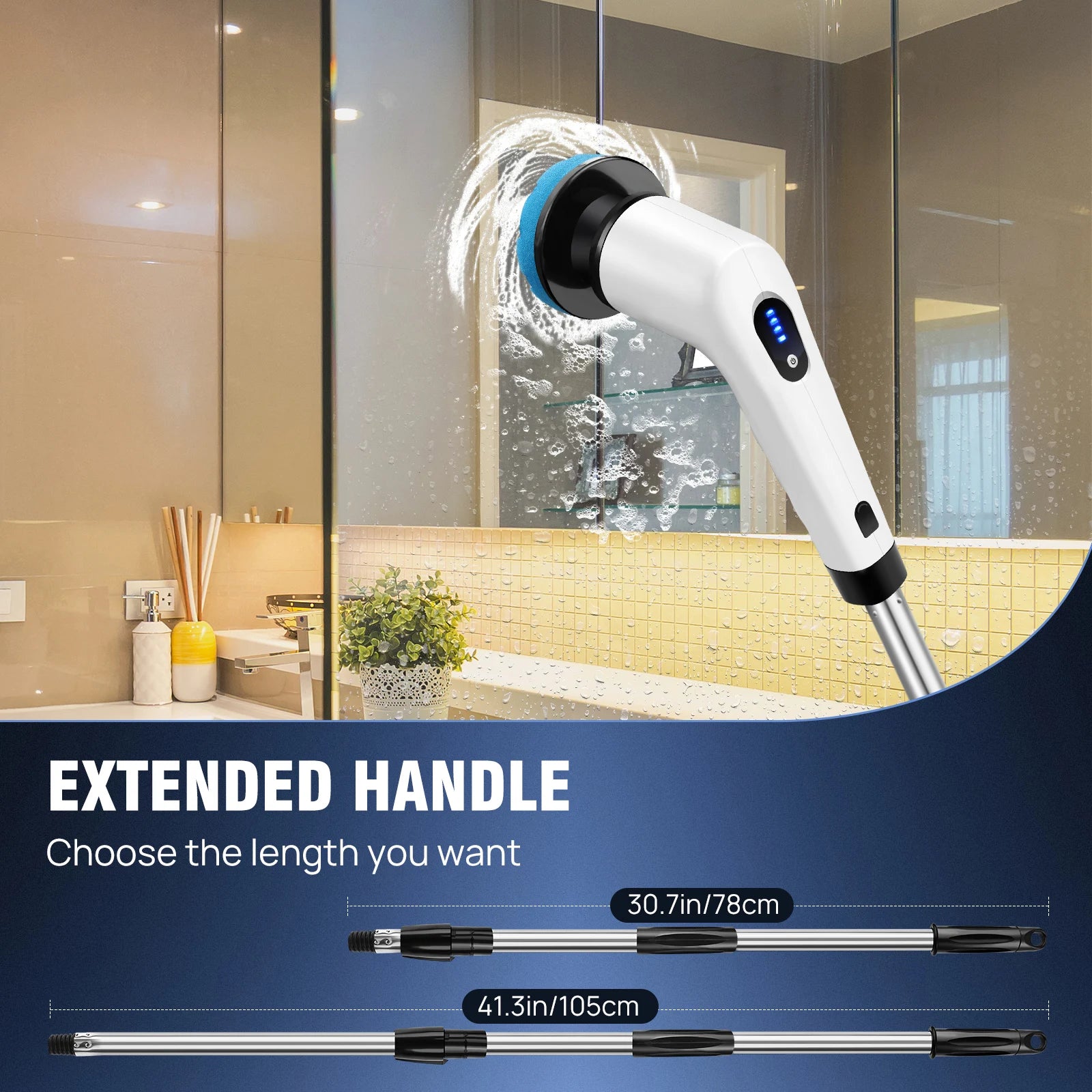 BRIEFNESS Cordless Electric Cleaning Brush 10-in-1 Multifunctional Spin Scrubber Kitchen Bathroom Cleaning Brush Rotary Cleaners