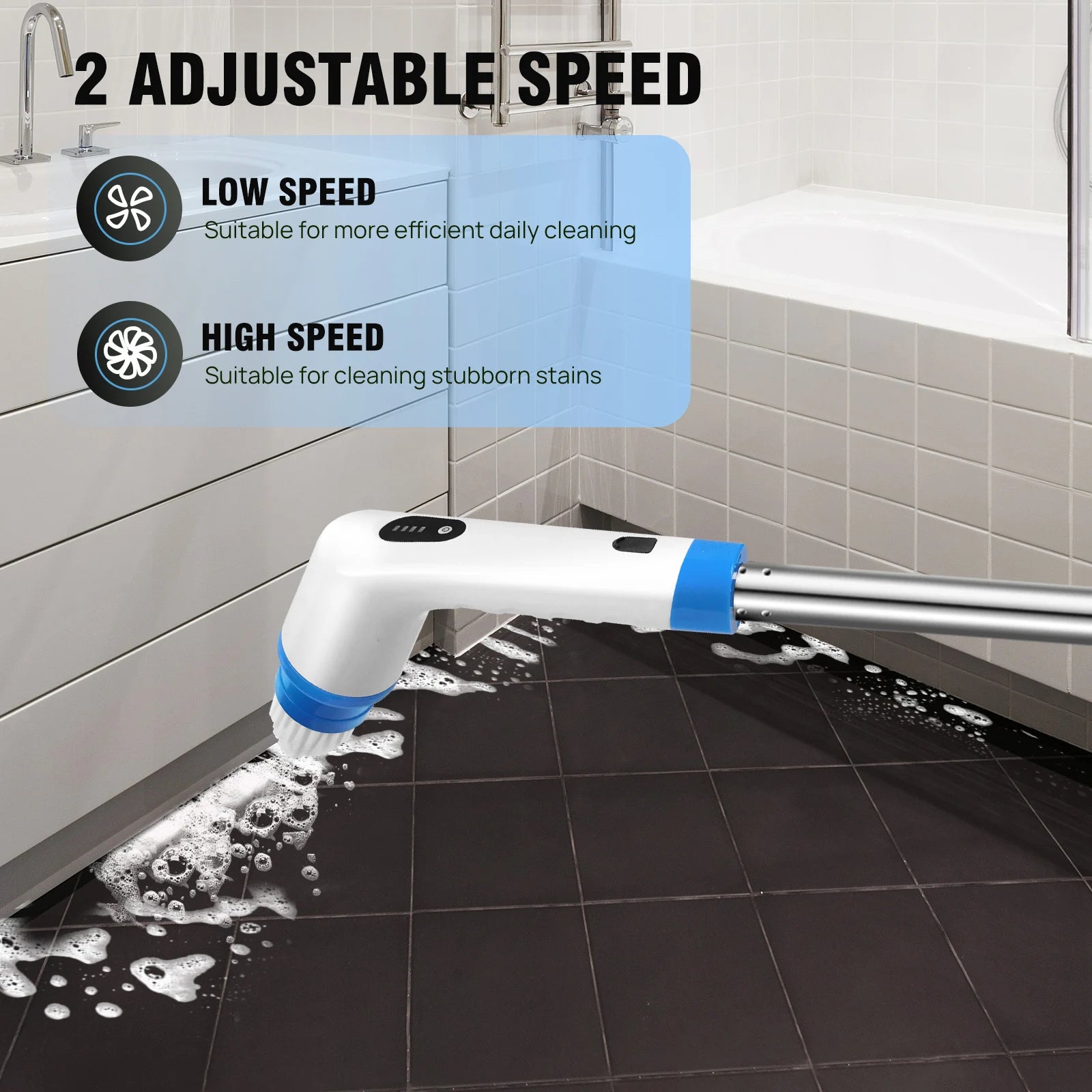 BRIEFNESS Cordless Electric Cleaning Brush 10-in-1 Multifunctional Spin Scrubber Kitchen Bathroom Cleaning Brush Rotary Cleaners