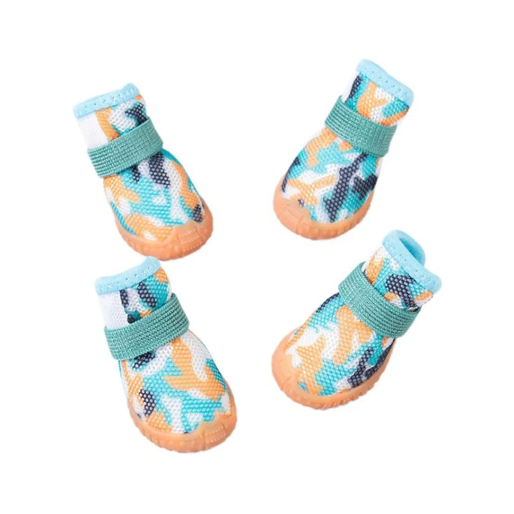 Breathable Mesh Puppy Shoes for Small Dogs Doggy Booties Summer Non-Slip Pet Boots with Adjustable Strap for Chihuahua Yorkshire - QueensalesOF