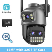 BESDER 15MP Wifi Camera PTZ Outdoor Dual Screen 10X Digital Zoom Human Detection 10MP Security IP Camera Surveillance O-Kam Pro - QueensalesOF