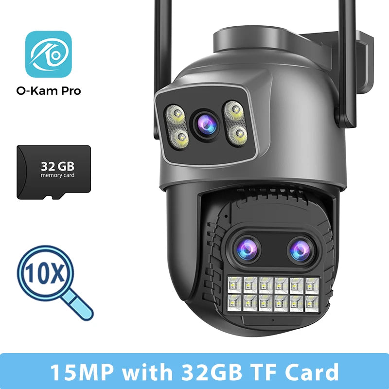 BESDER 15MP Wifi Camera PTZ Outdoor Dual Screen 10X Digital Zoom Human Detection 10MP Security IP Camera Surveillance O-Kam Pro - QueensalesOF