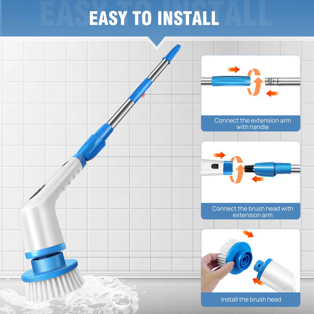 BRIEFNESS Cordless Electric Cleaning Brush 10-in-1 Multifunctional Spin Scrubber Kitchen Bathroom Cleaning Brush Rotary Cleaners