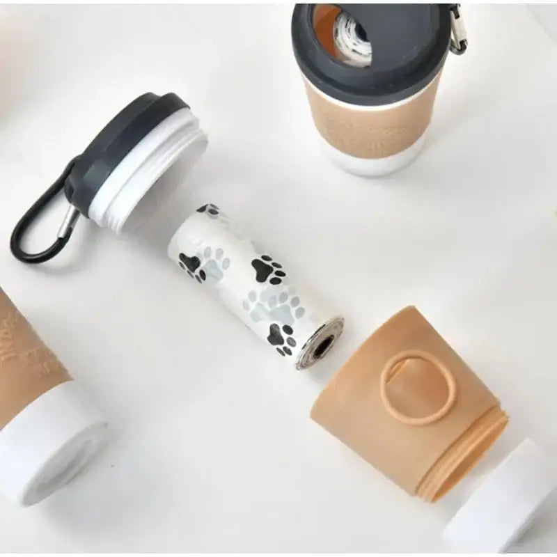 Portable Pet Poop Trash Can Dispenser Creative Coffee Cup Dog Garbage Storage Design Outdoor Dog Walking Garbage Bag Storage Box - QueensalesOF