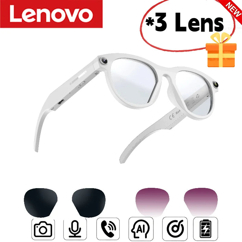 Lenovo HOT1600W Camera AI Smart Glasses HD Video Recording Real-time Translation AI Recognition Wifi Transmission Music Control
