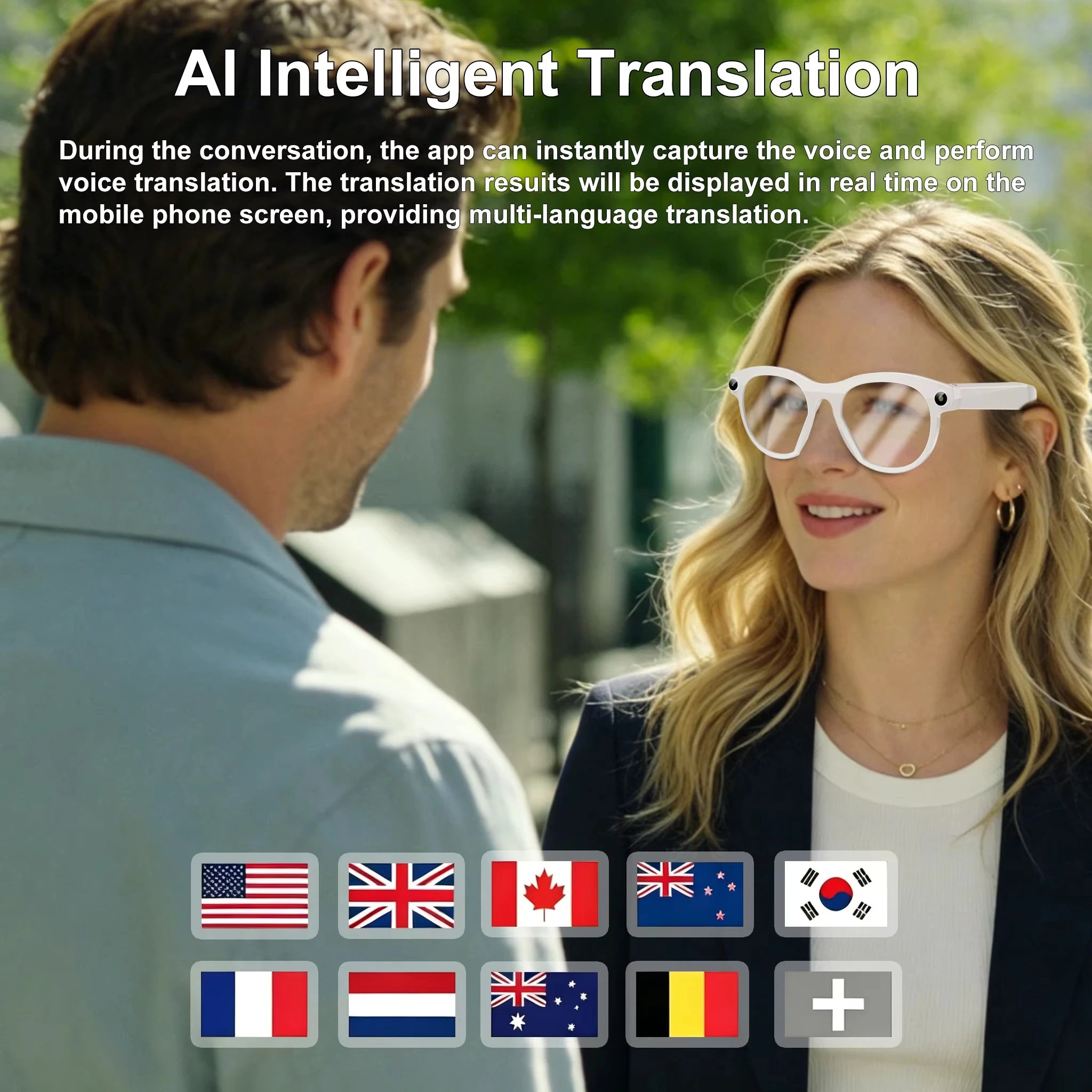 Lenovo HOT1600W Camera AI Smart Glasses HD Video Recording Real-time Translation AI Recognition Wifi Transmission Music Control