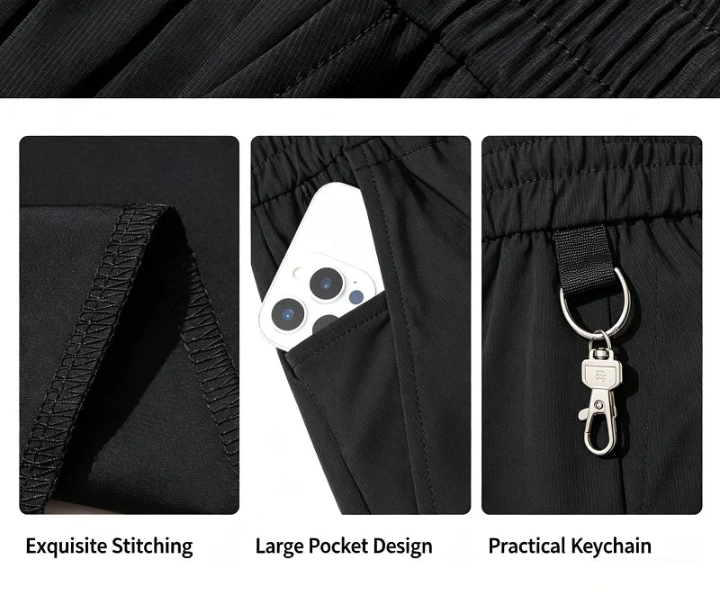 Big Size 9XL Men's Ice Silk Shorts Knee Length Bermuda Male Plus Large Quick Dry Sport Cool Elastic Summer Light Golf Sweatshort