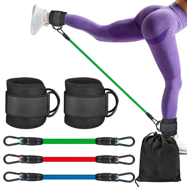 6 Pcs Color Ankle Bands Set, Elastic Resistance Bands for Leg Glute Exercise, Fitness Training & Rehab - QueensalesOF