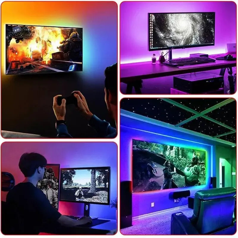 1m USB LED Strip Lights 60LEDs/m RGB Tape SMD 2835 With Remote Control Flexible Tape Diode Ribbon TV Backlight Room Decor - QueensalesOF