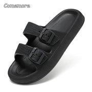 Comemore Thick Platform Sandals Beach Shoes Bathroom Slipper Soft Men Flat Slides Women Slippers Adjustable Buckle Oversized 47 - QueensalesOF